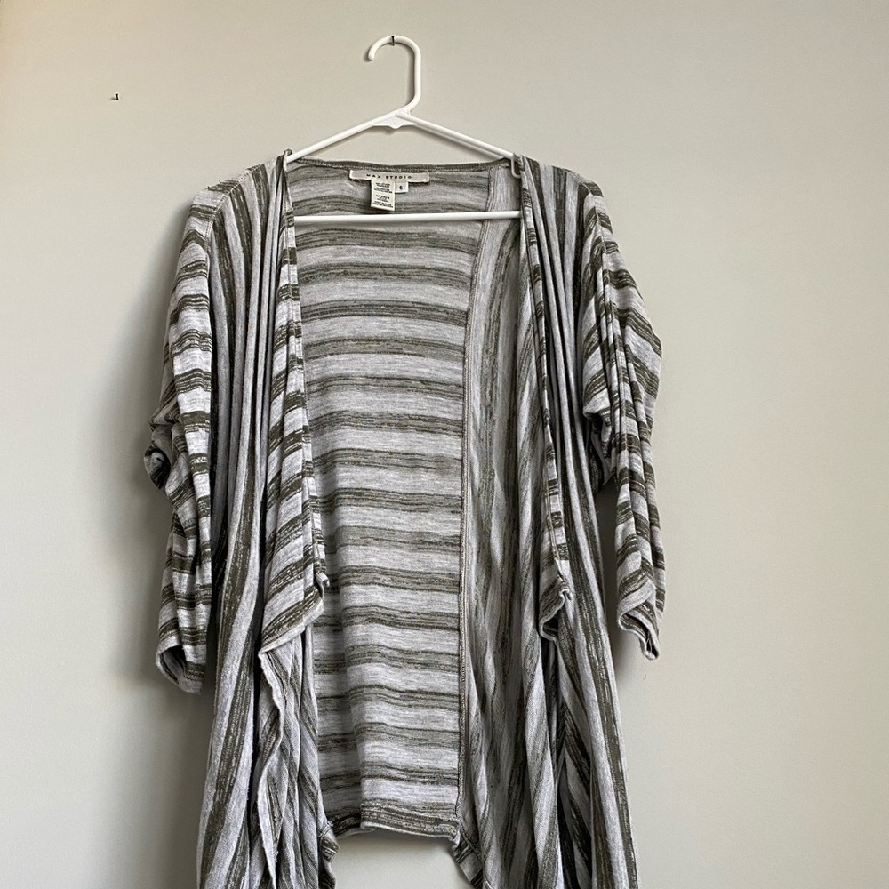 MAX Studio green & grey striped cardigan